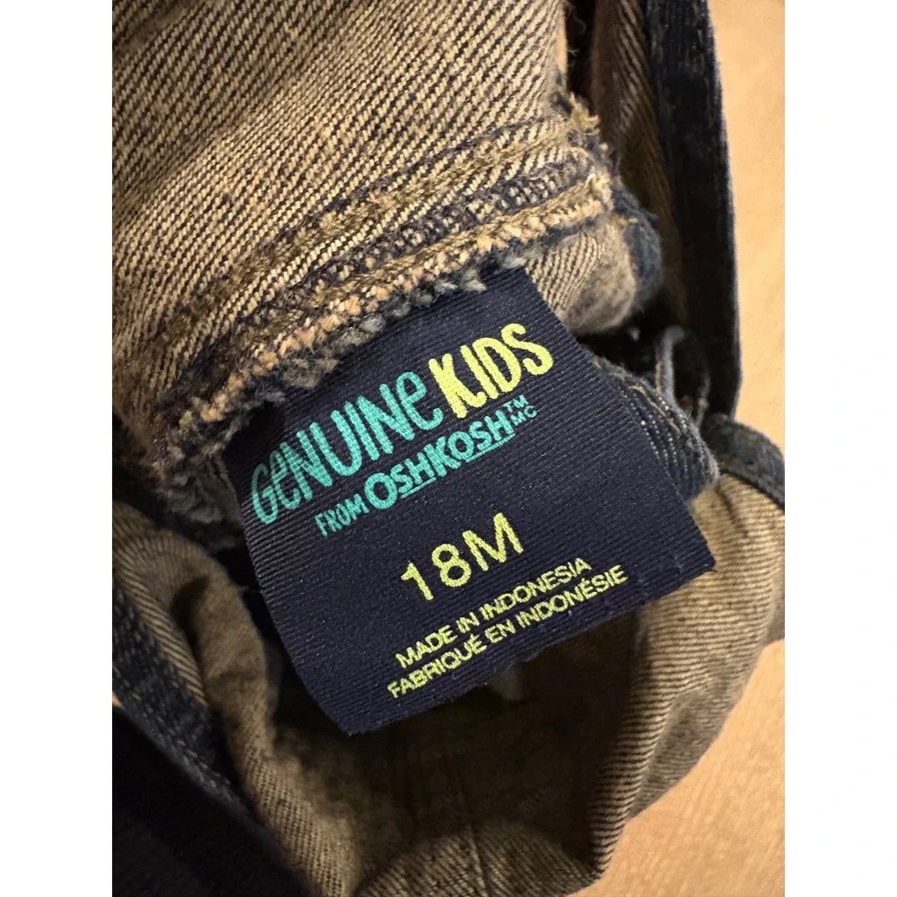 OshKosh B'gosh Genuine Kids Denim Overalls Toddler 18M Carpenter EUC